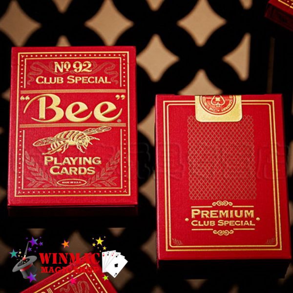 Golden bee playing cards red