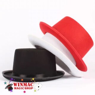 Classic black magician’s top hat for magic tricks and stage performances