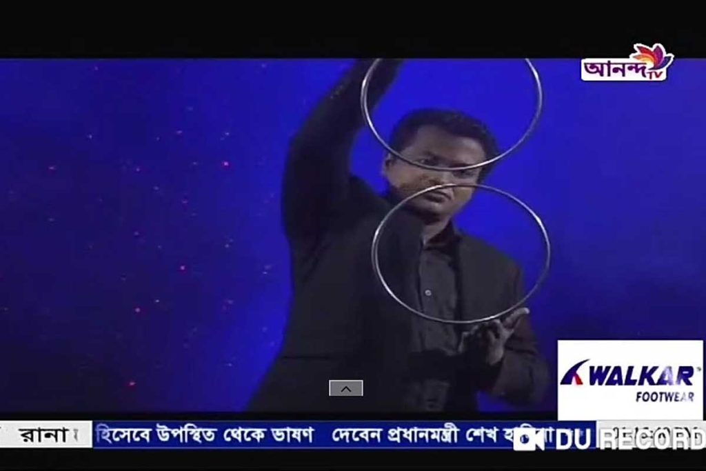 Prince Harun performing a live television magic show in Bangladesh